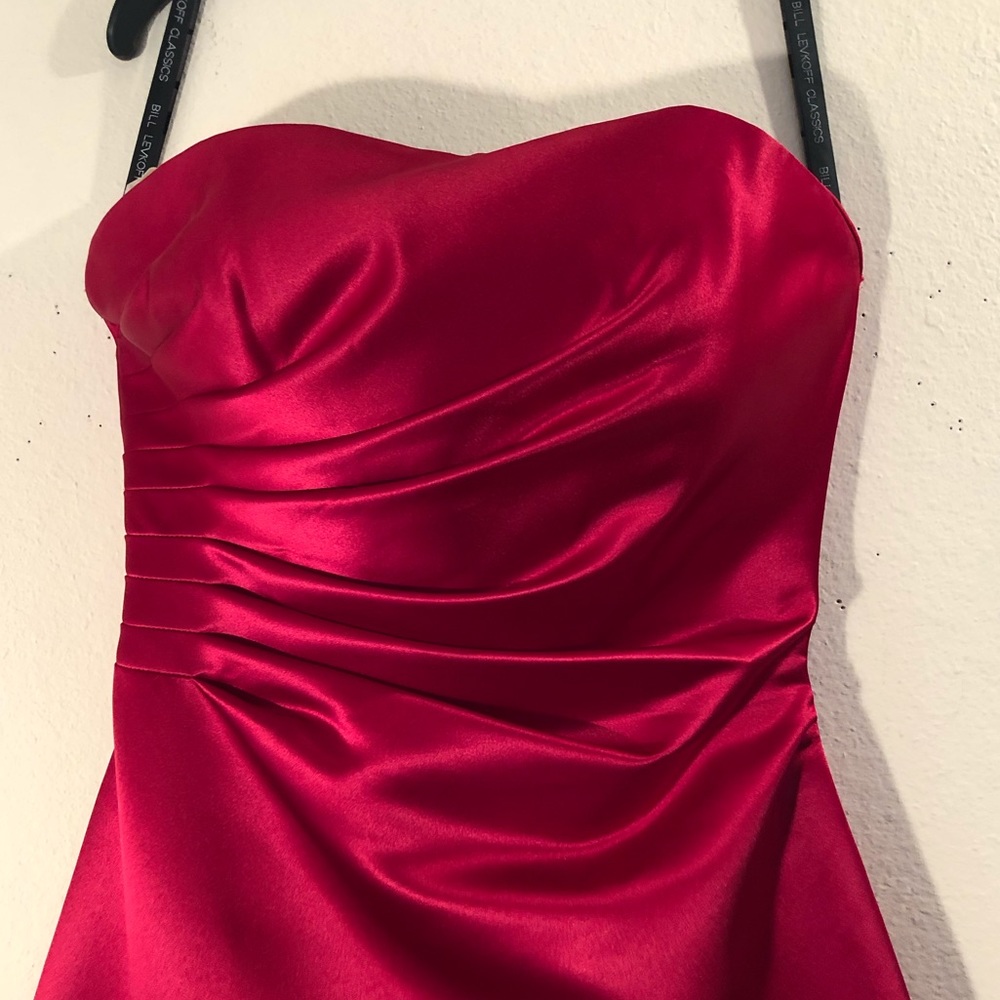 Bill Levkoff Classics Strapless Satin Bridesmaid Evening Gown